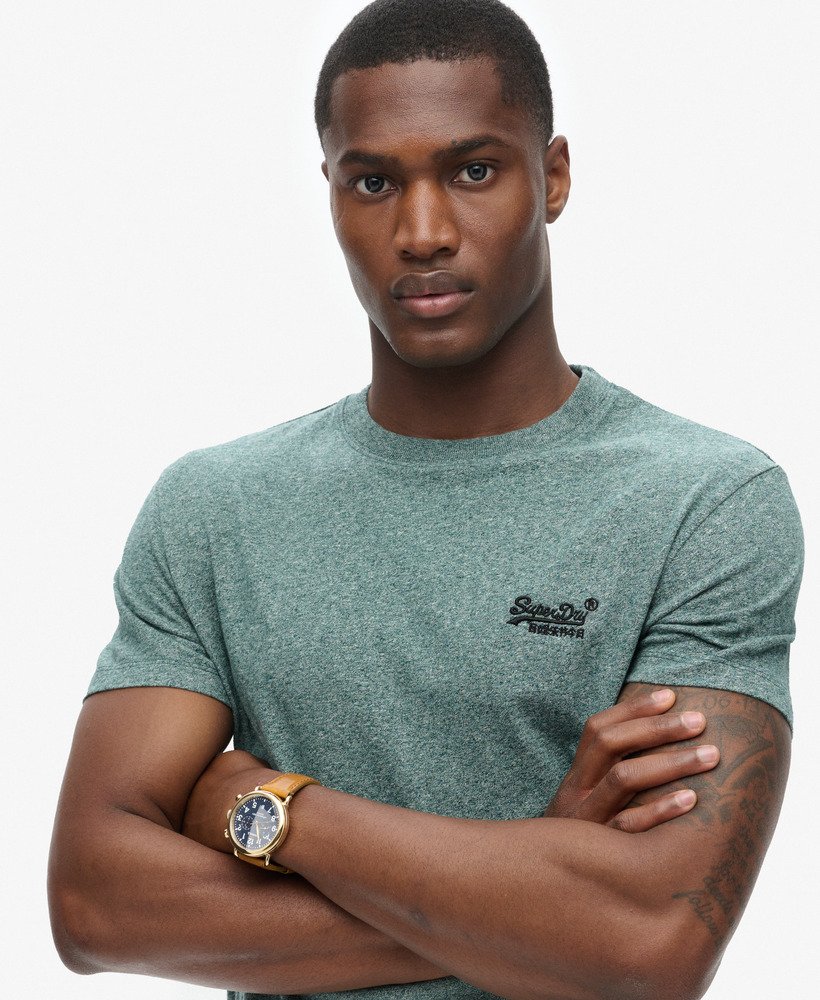 Essential Logo Embroidered Slim Fit Tee | Mid Pine Green Grit