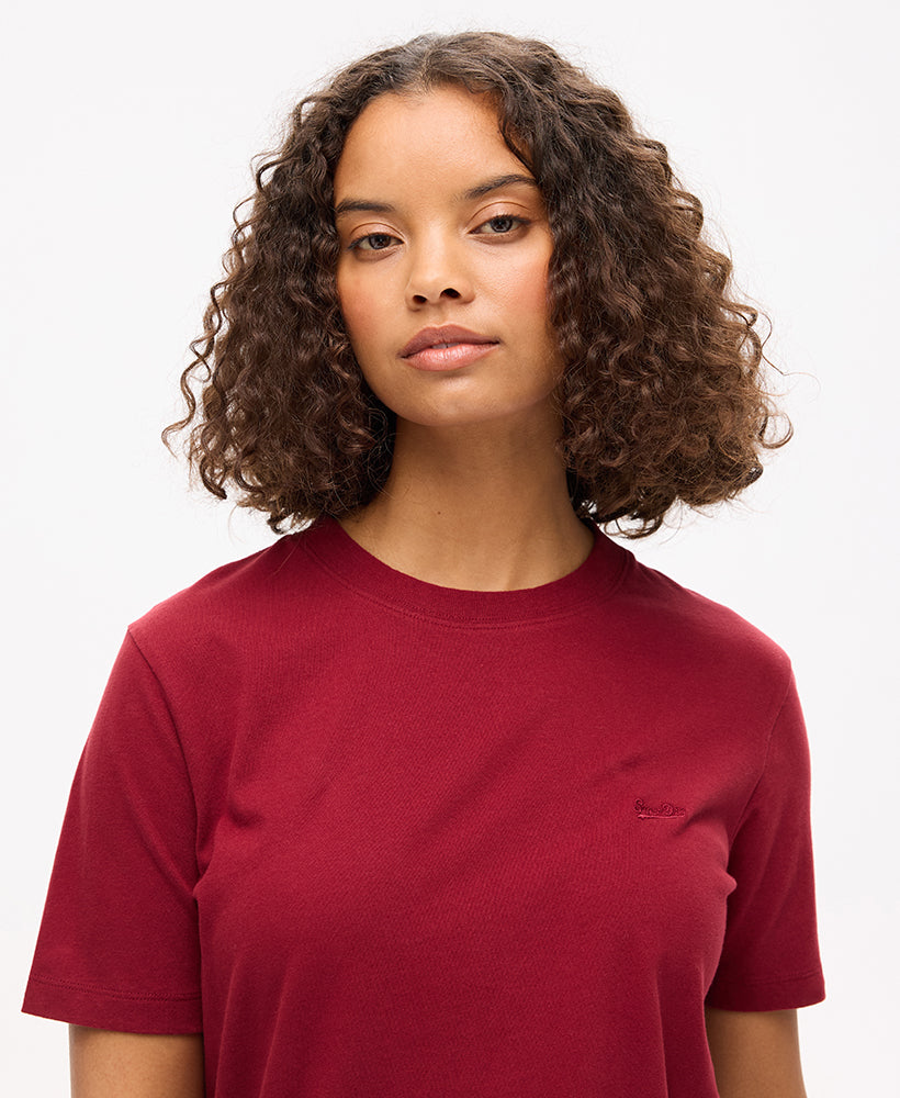 Essential Logo Embroidered Tee | Rich Burgundy
