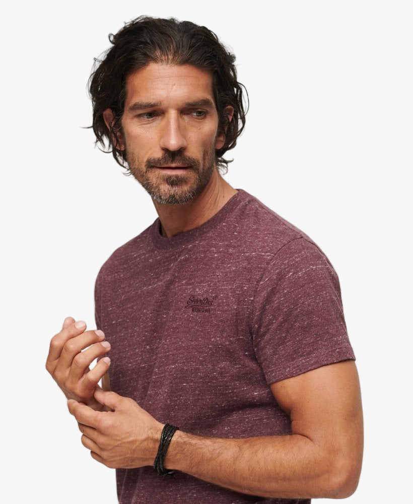 Essential Logo Embroidered Tee | Burgundy Heather