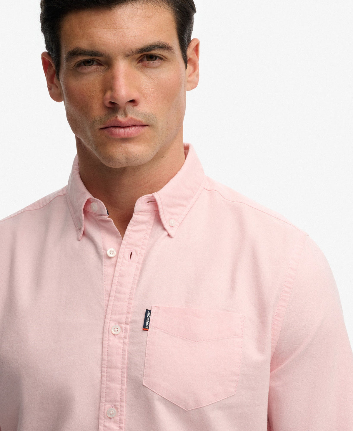 Essentials Oxford Shirt | Coral Pink Chambray