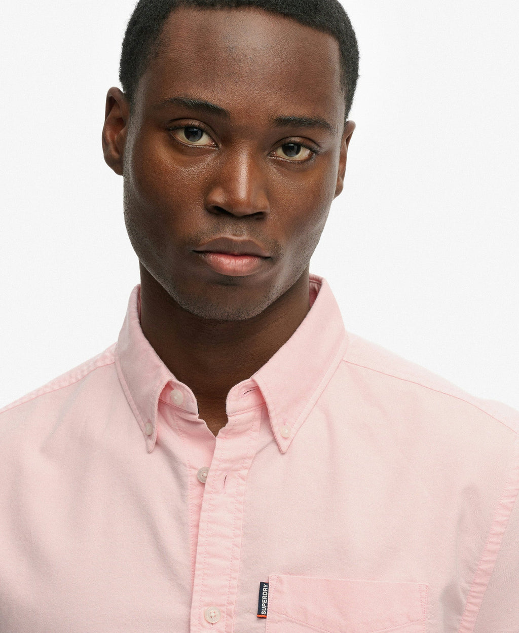 Oxford Short Sleeve Shirt | Coral Pink Chambray