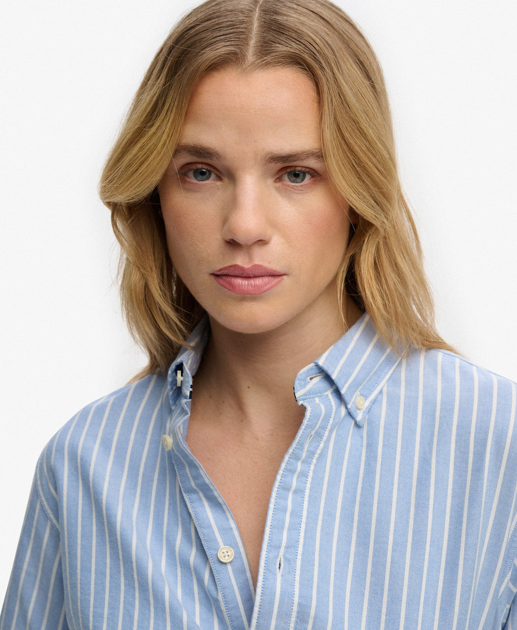 Slim Oxford Long Sleeve Shirt | Broker Blue Stripe