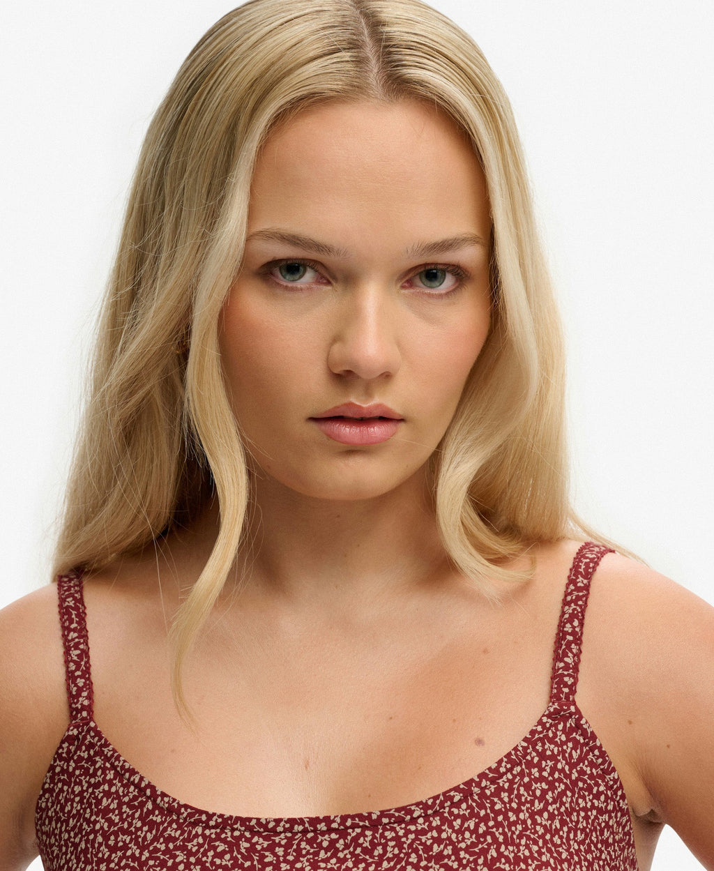 Printed Slim Fit Cami Mini Dress | Bordeaux Red Mini Roses