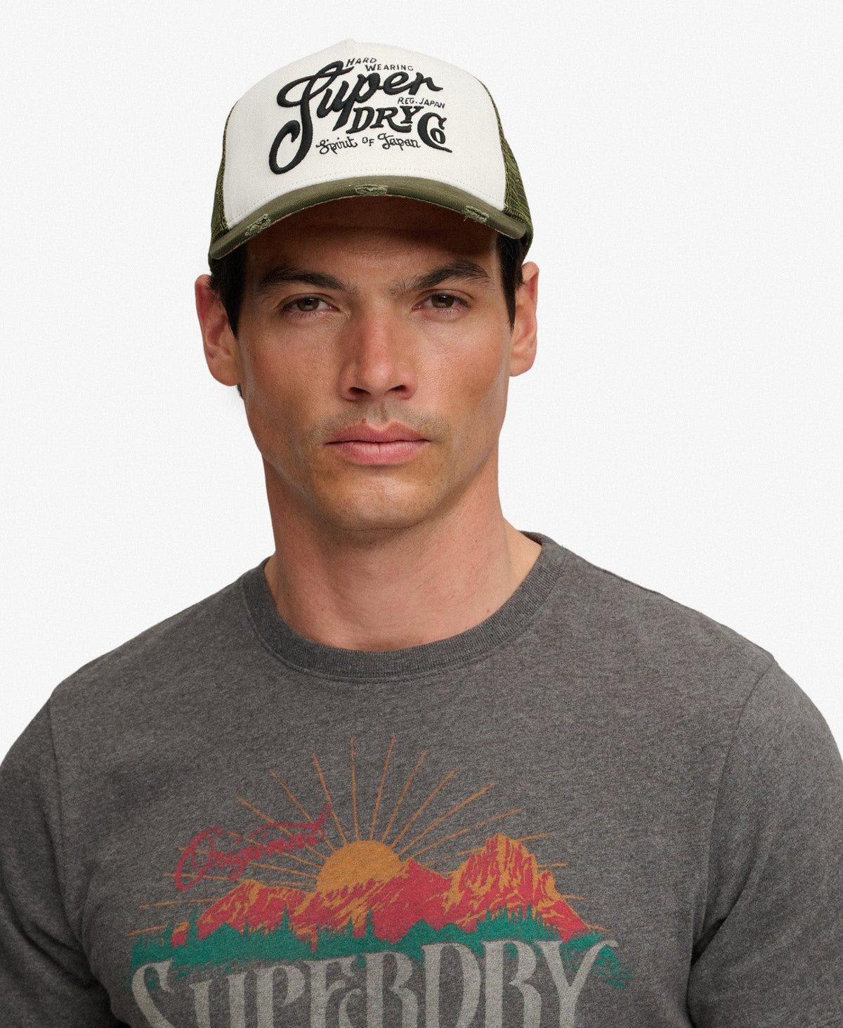 Mesh Trucker Cap | Khaki/Ecru