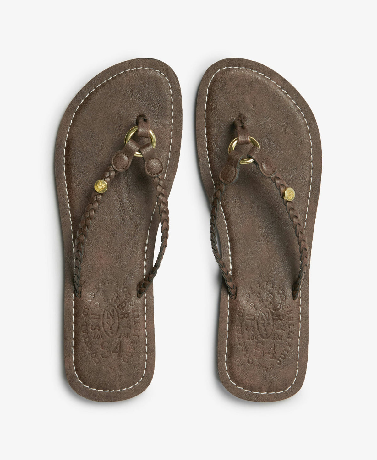 Faux Leather Braided Flip Flop | Fudge Brown