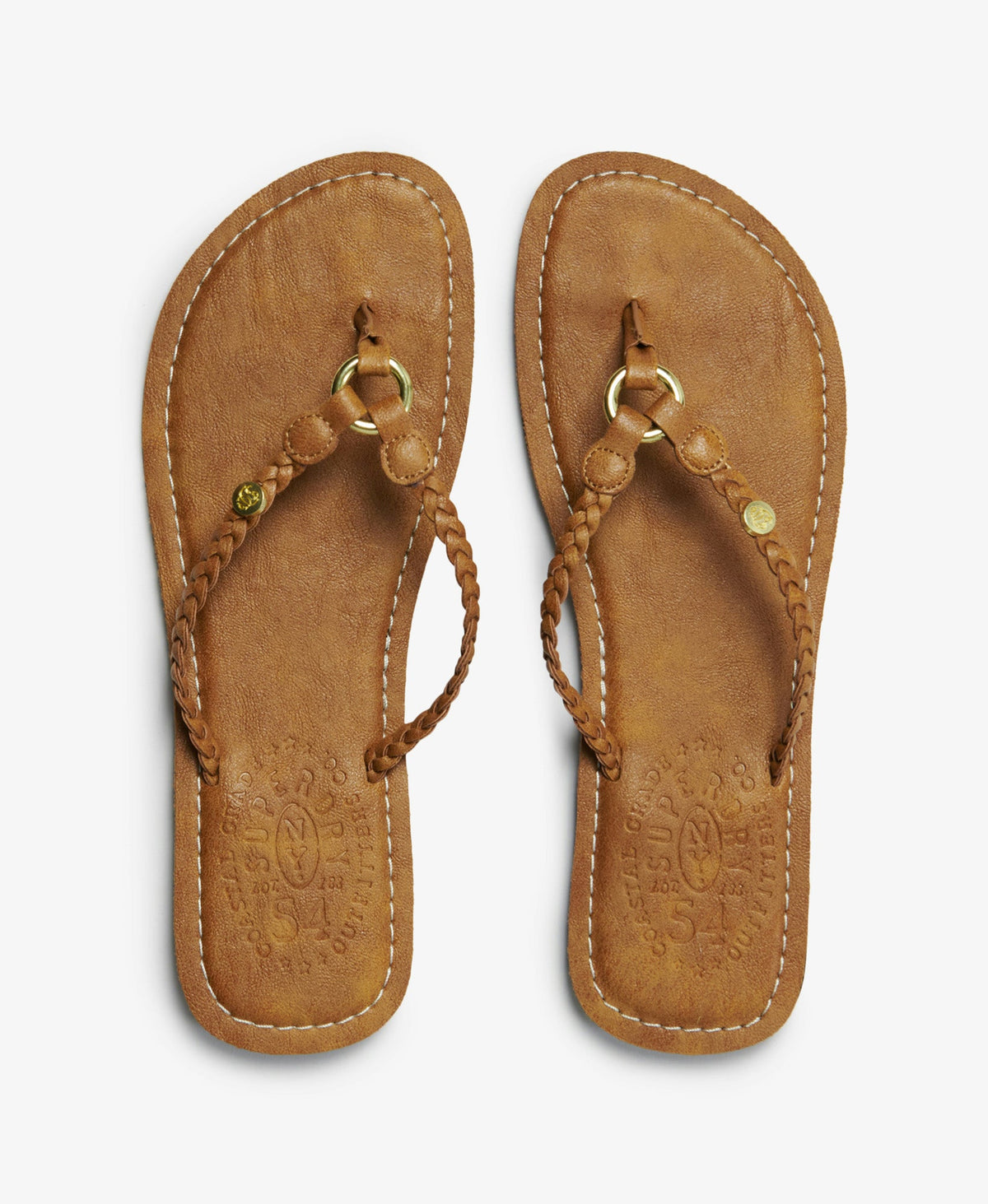 Faux Leather Braided Flip Flop | Argan Oil Brown