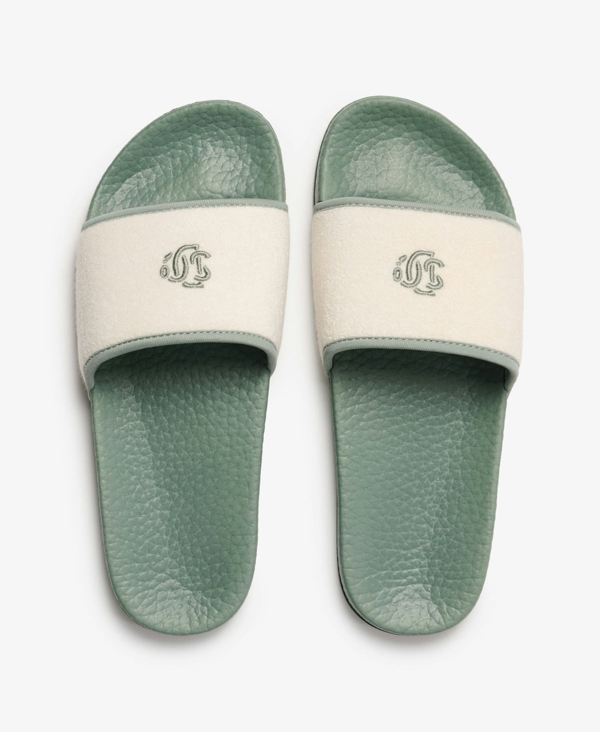 Towelling Pool Slide | Light Jade Green/Off White