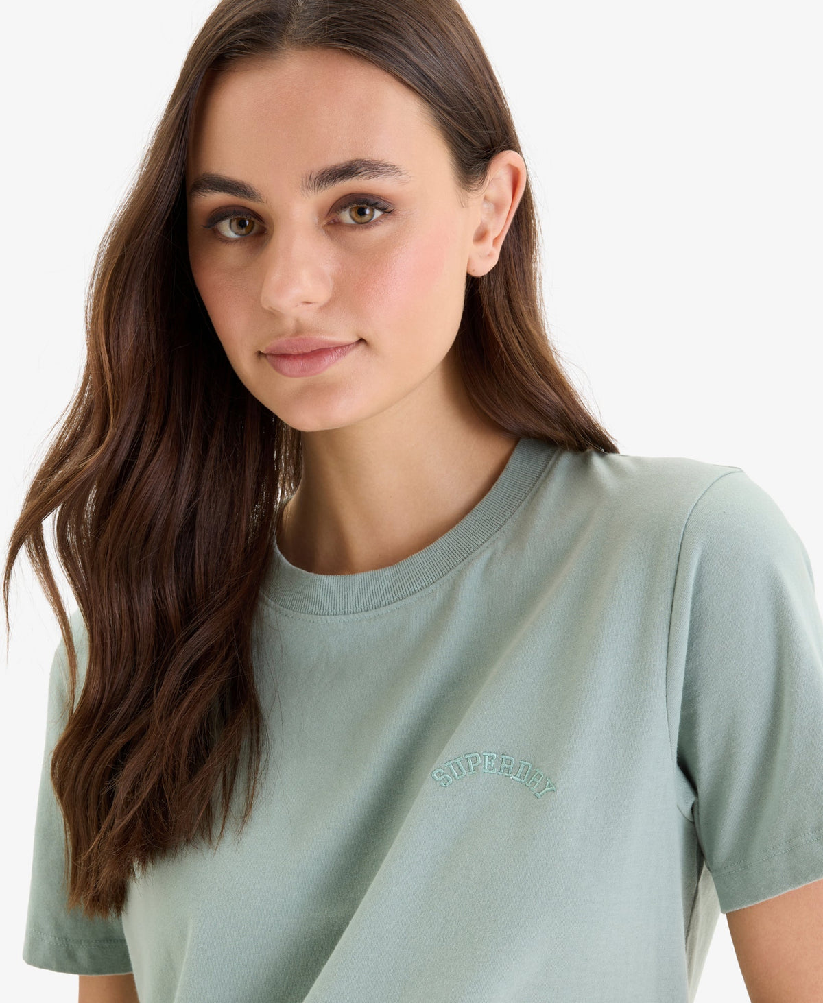 Essential Logo Embroidered Tee | Light Jade Green