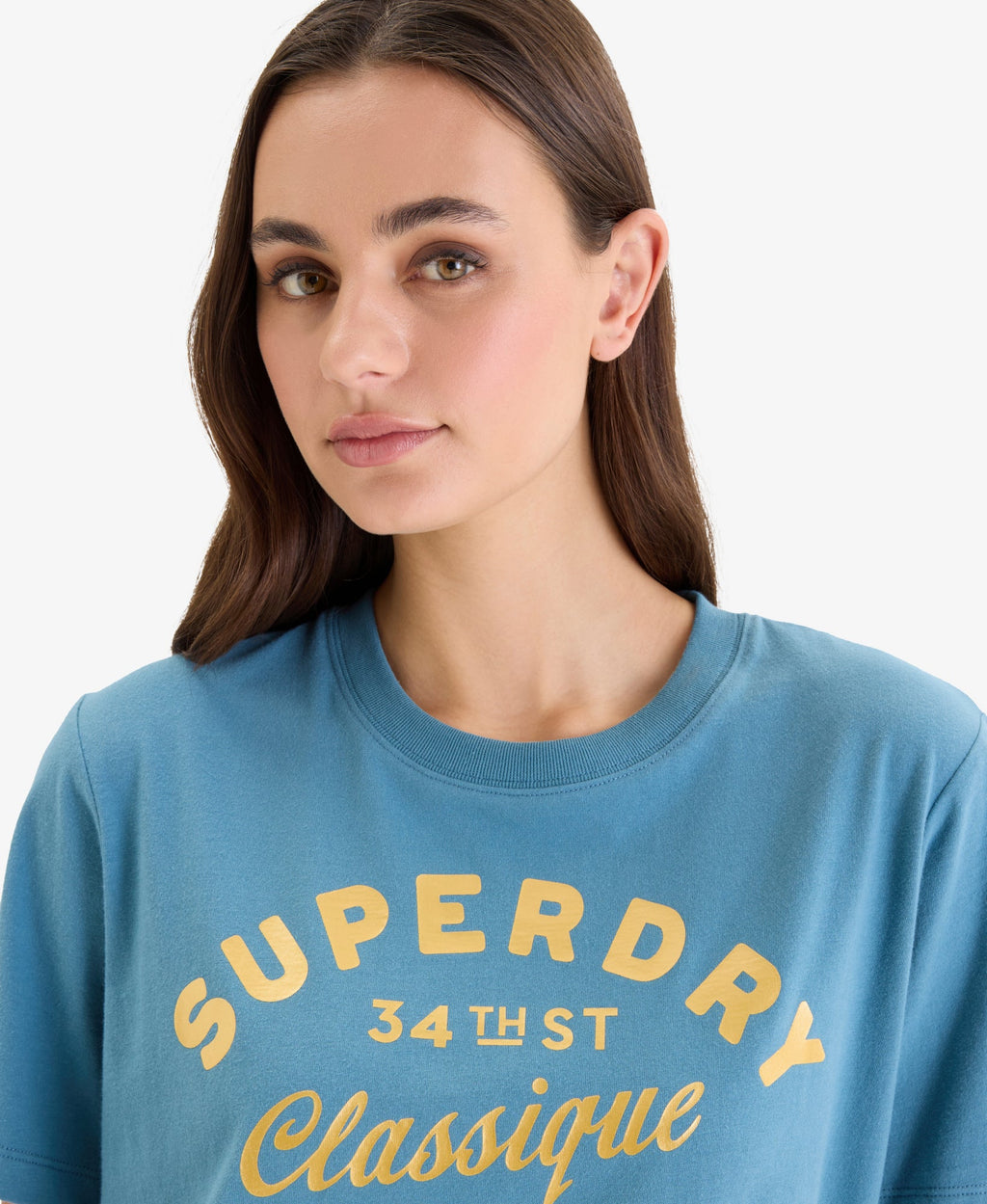 Luxe Metallic Logo Relaxed Tee | Aegean Blue