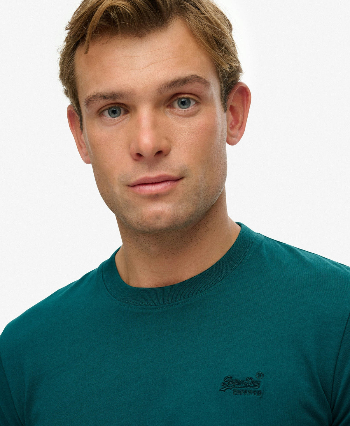 Essential Logo Embroidered Slim Fit Tee | Storm Green