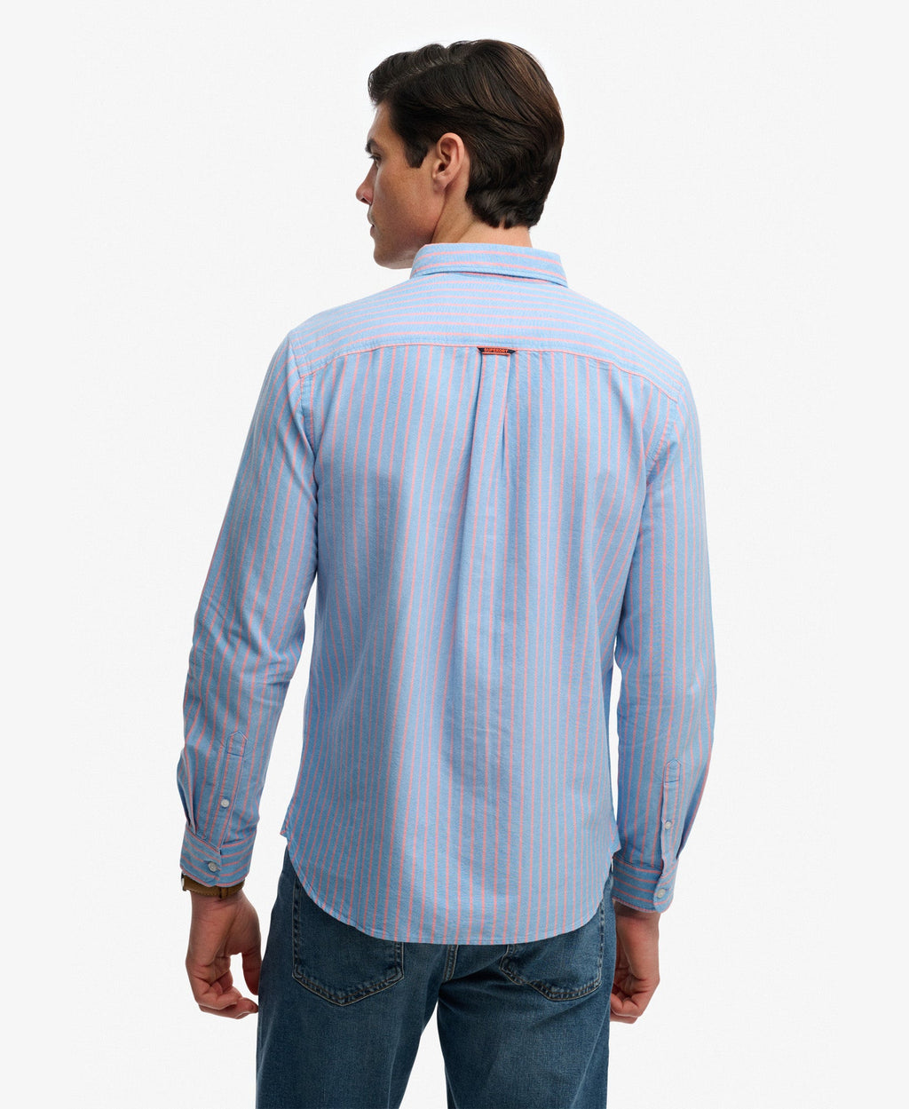 Essentials Oxford Shirt | Blue/Pink Stripe