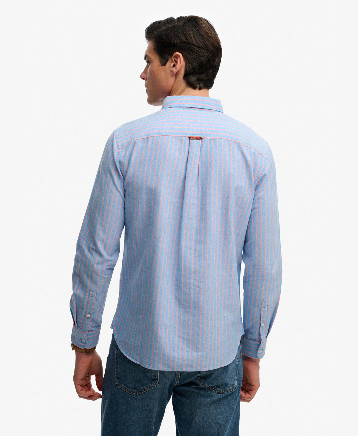 Essentials Oxford Shirt | Blue/Pink Stripe