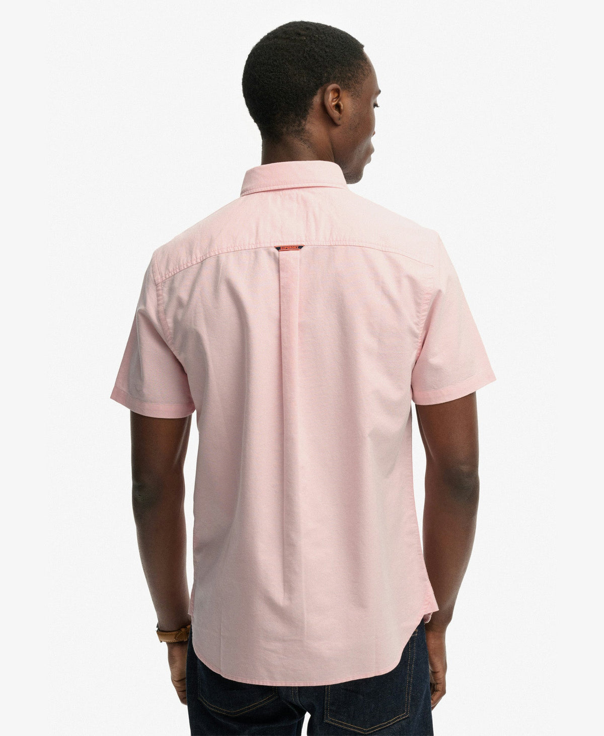 Oxford Short Sleeve Shirt | Coral Pink Chambray