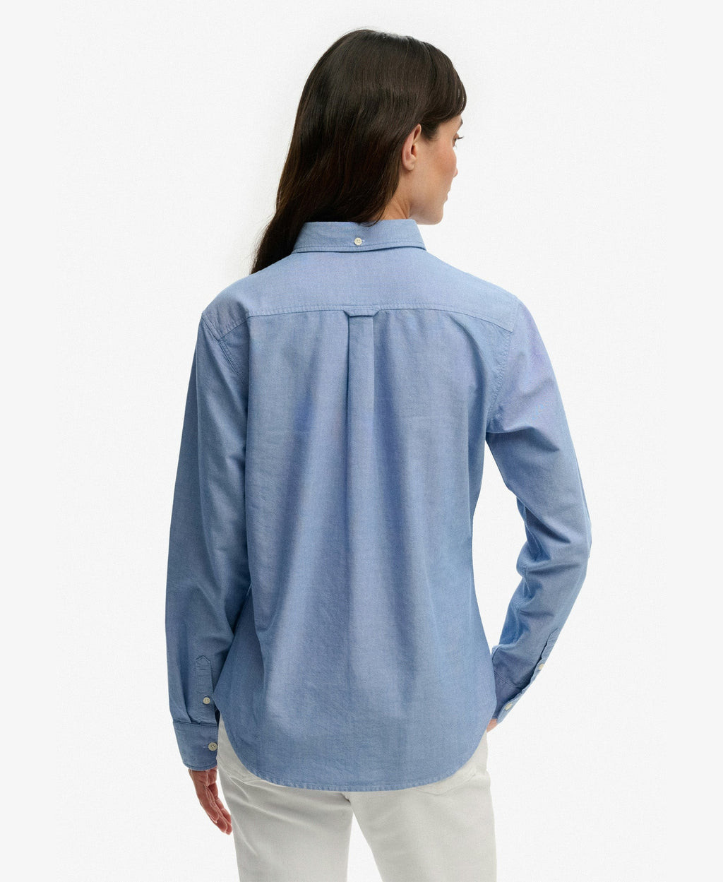 Slim Oxford Long Sleeve Shirt | Azure Blue Chambray Oxford