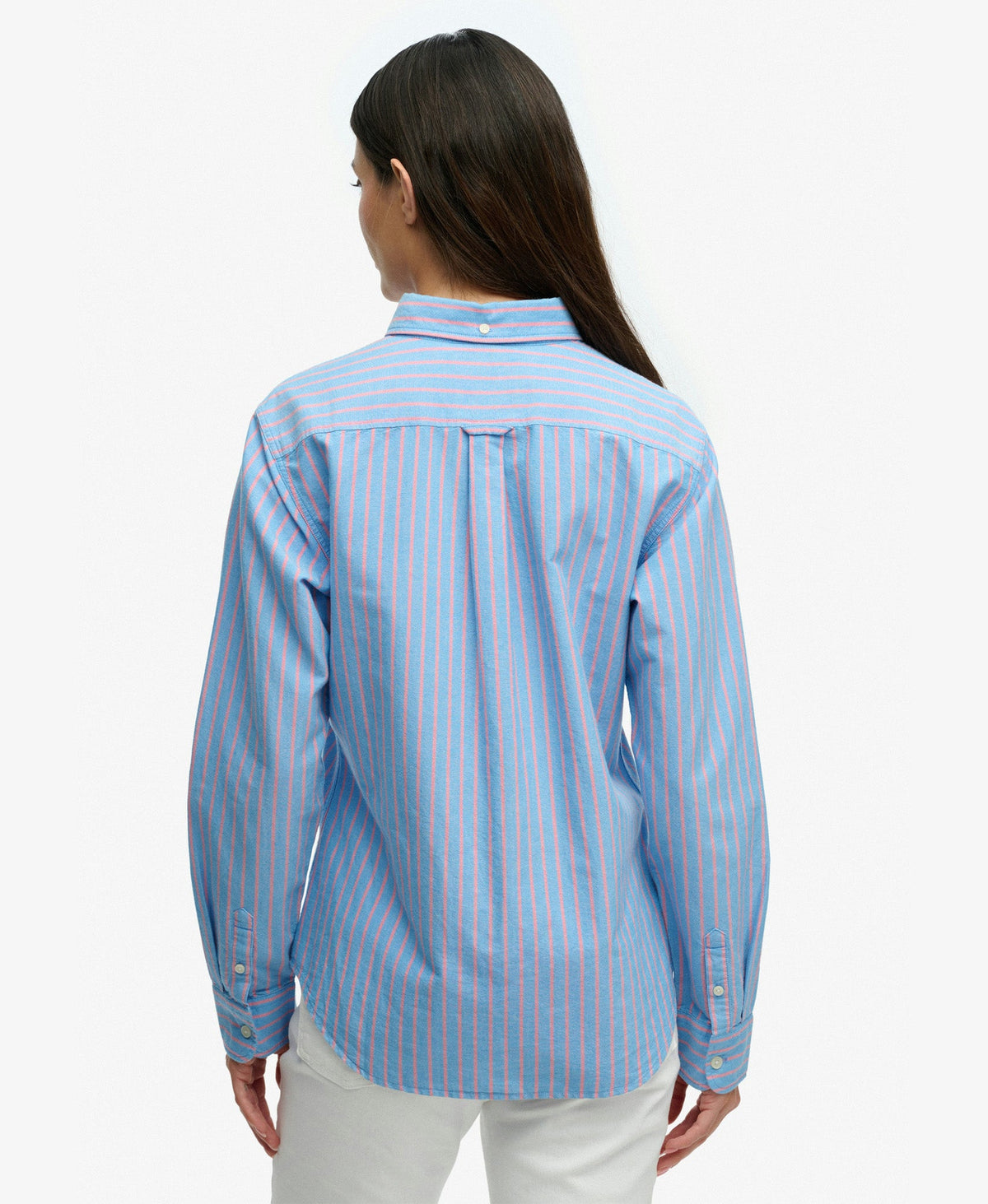 Slim Oxford Long Sleeve Shirt | Blue/Pink Stripe