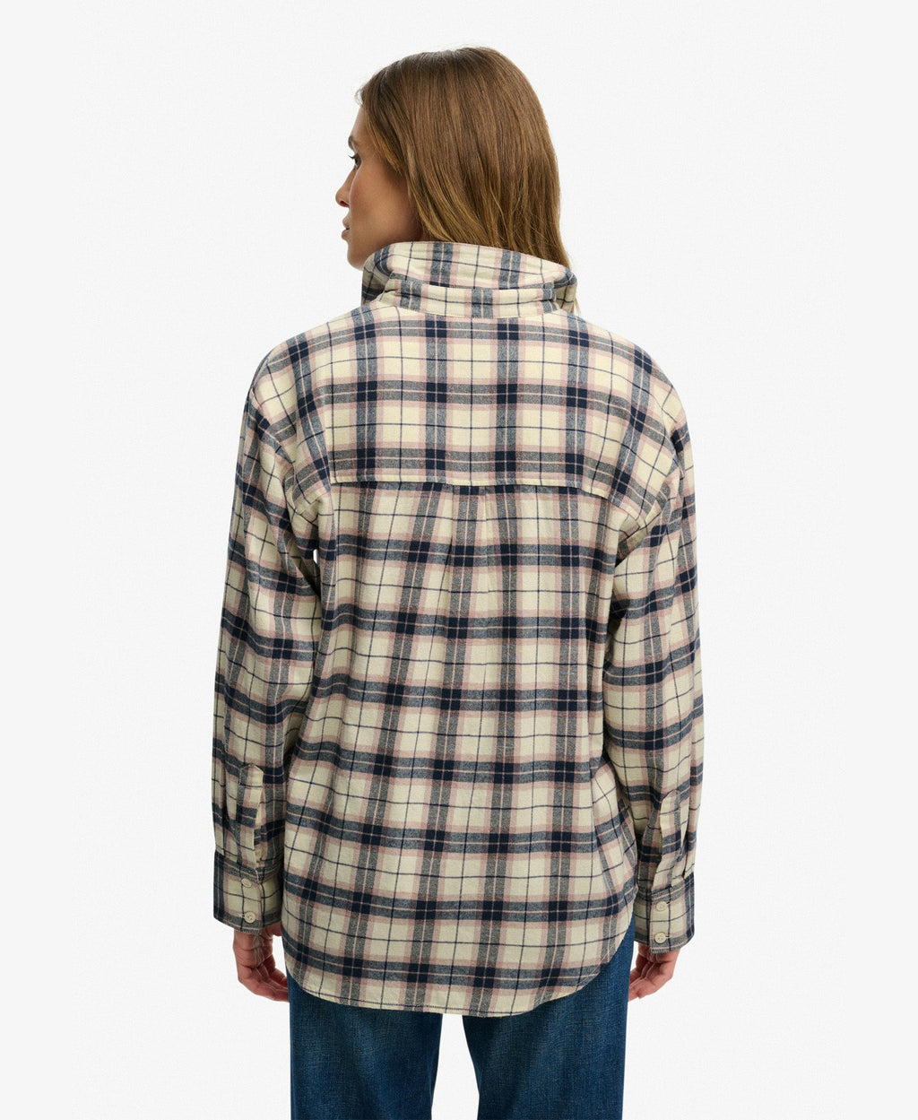 Check Flannel Relaxed Shirt | Off White Mix Check