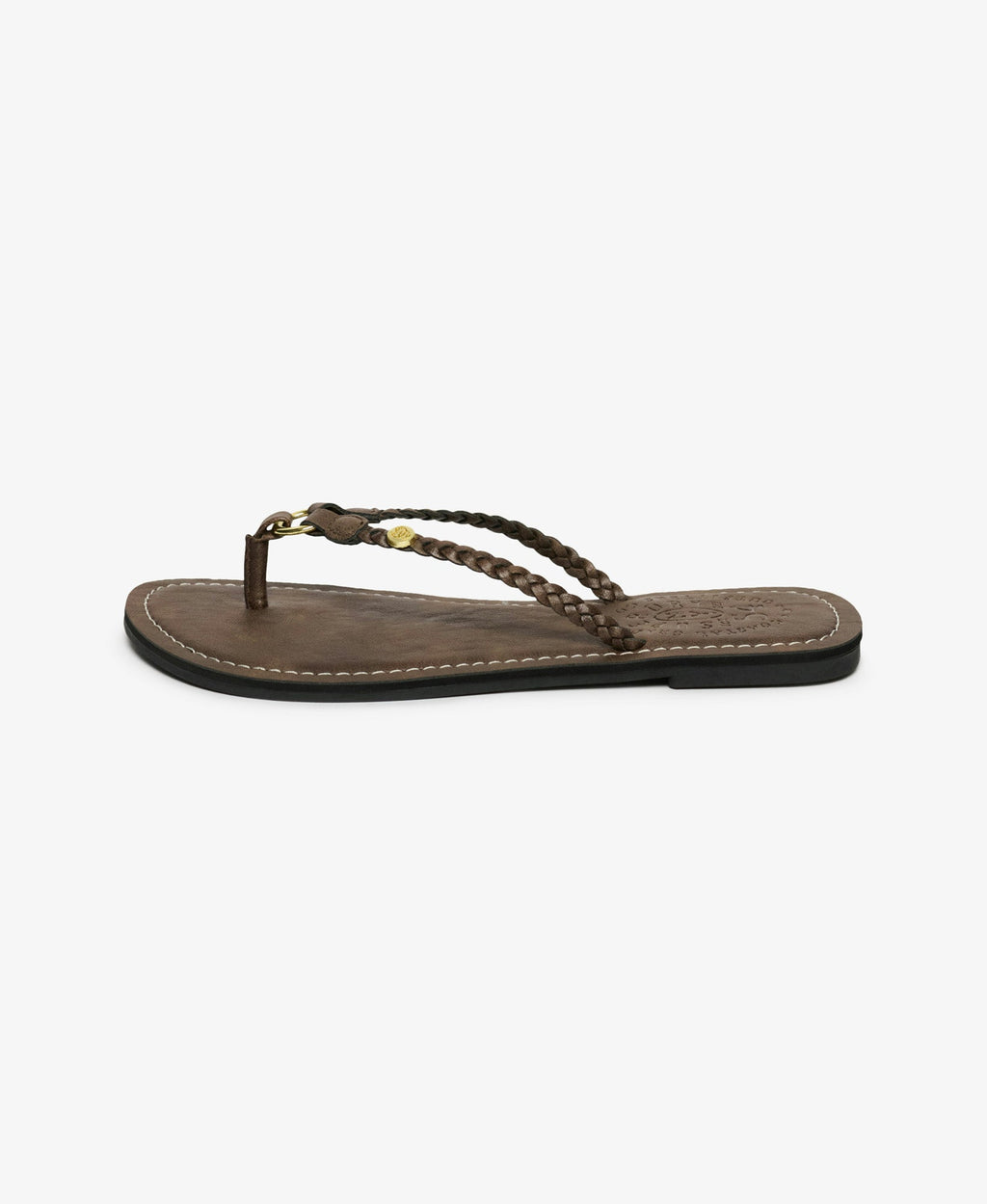 Faux Leather Braided Flip Flop | Fudge Brown