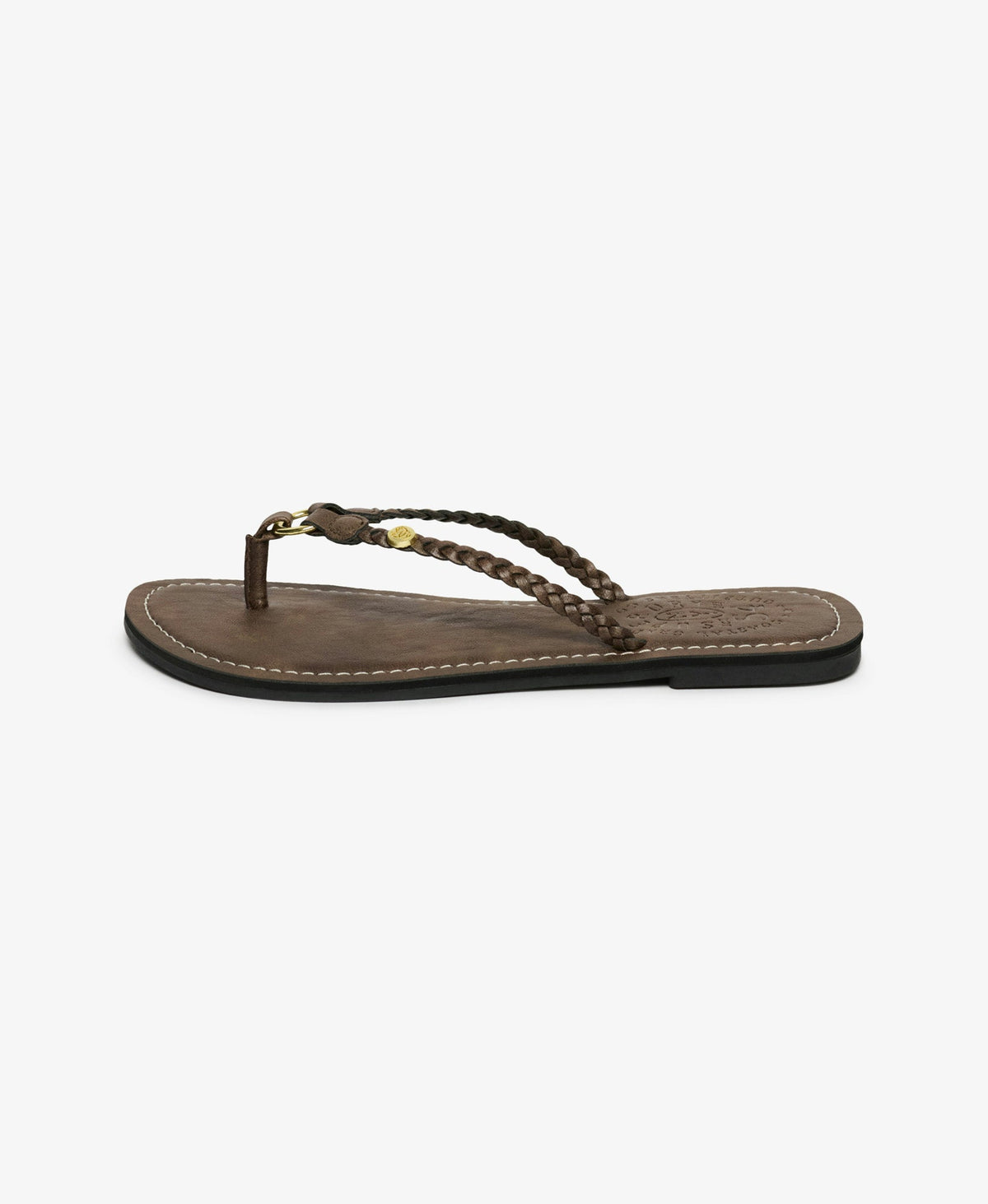 Faux Leather Braided Flip Flop | Fudge Brown