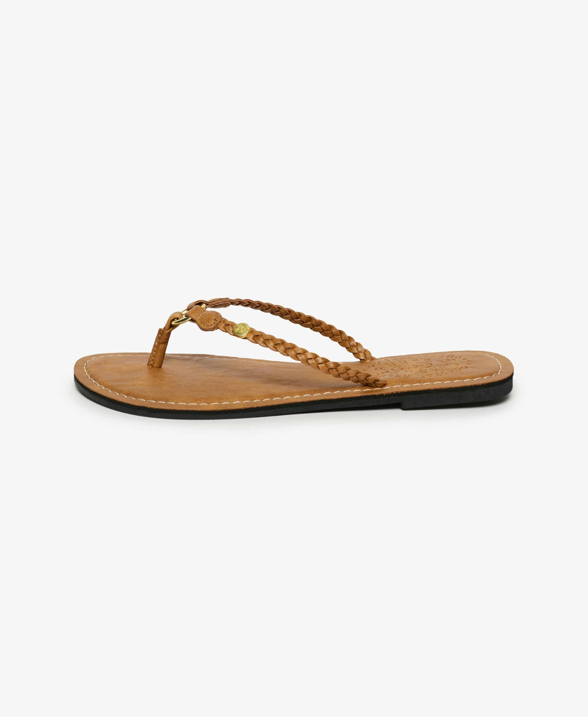 Faux Leather Braided Flip Flop | Argan Oil Brown