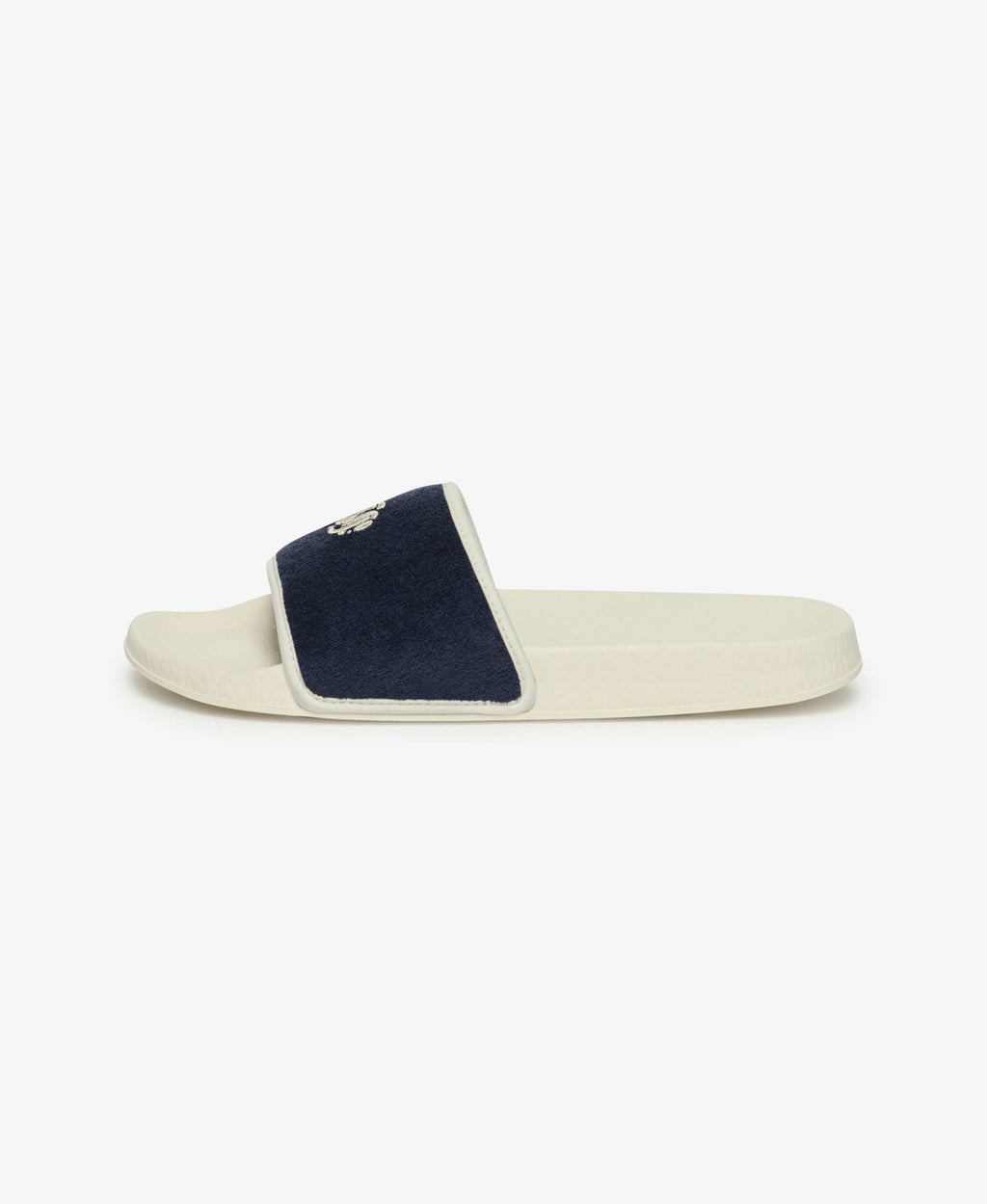 Towelling Pool Slide | Off White/Lauren Navy