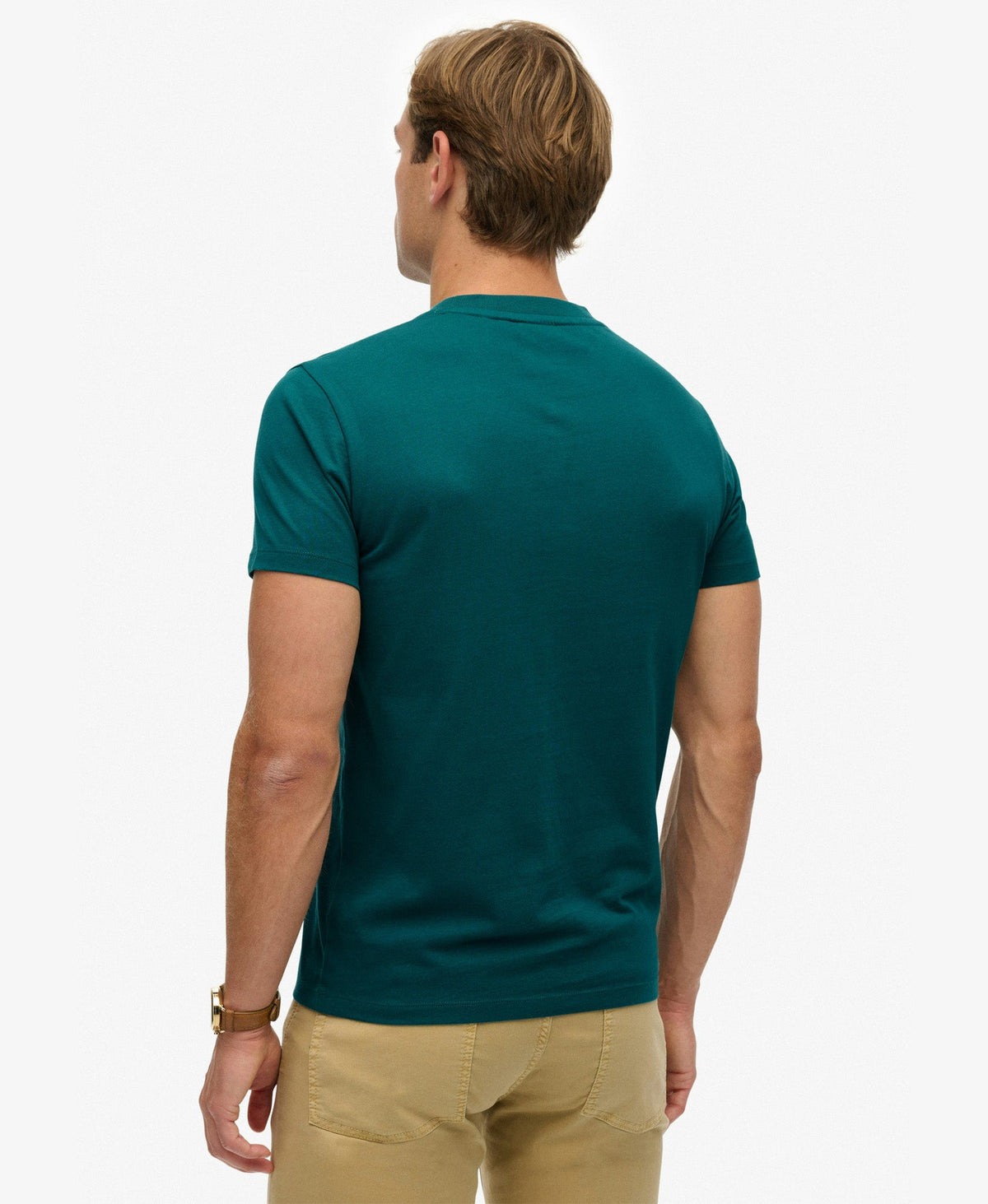 Essential Logo Embroidered Slim Fit Tee | Storm Green