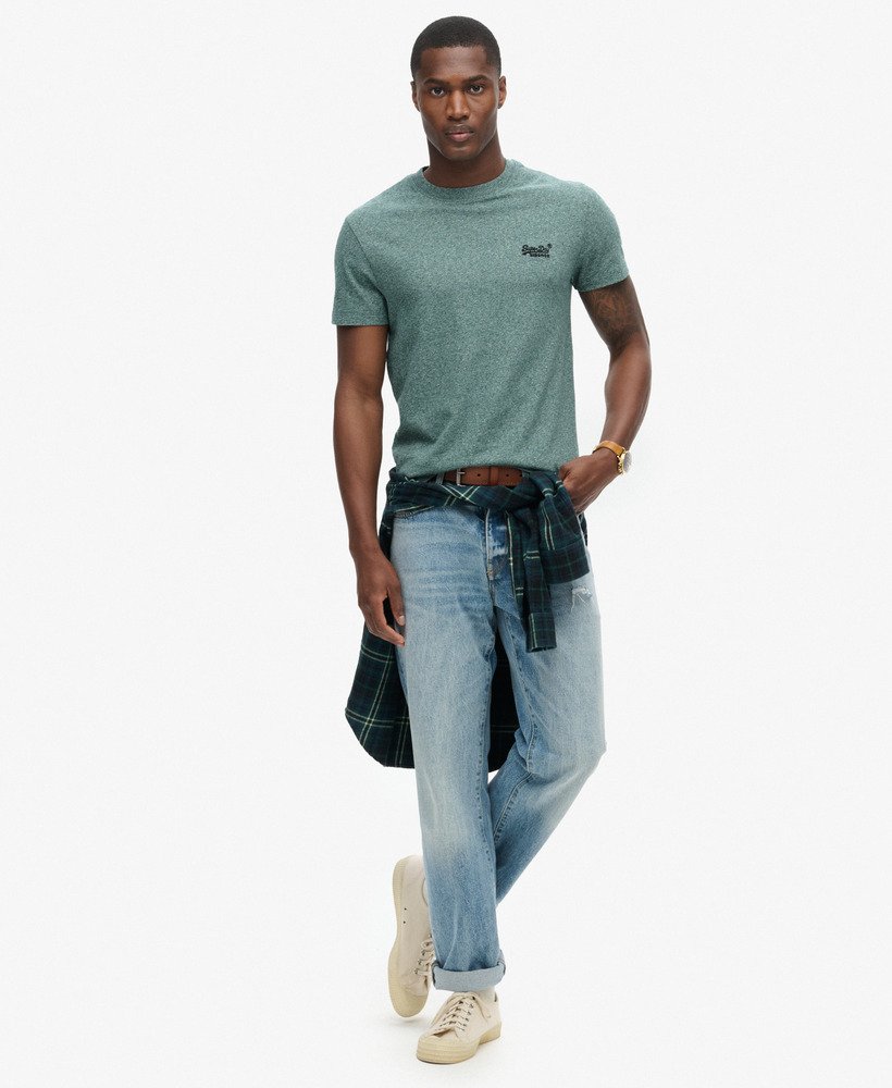 Essential Logo Embroidered Slim Fit Tee | Mid Pine Green Grit