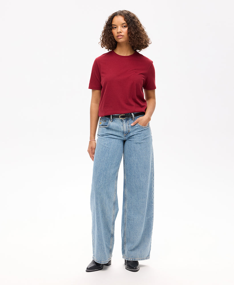Essential Logo Embroidered Tee | Rich Burgundy
