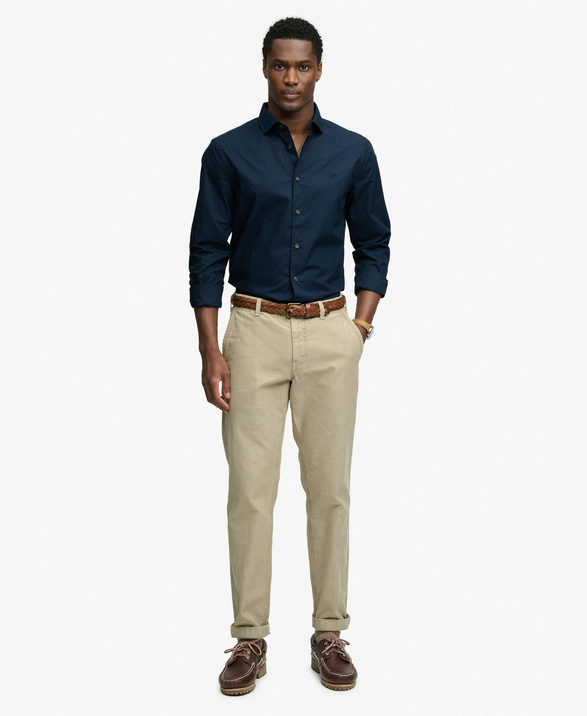 Cut Away Poplin Long Sleeve Shirt | Eclipse Navy