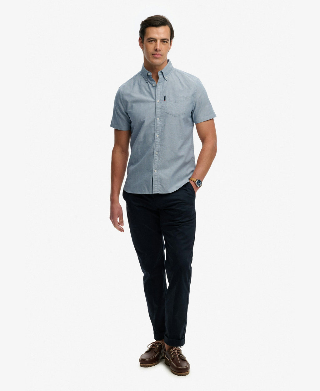 Oxford Short Sleeve Shirt | Deep Blue Chambray