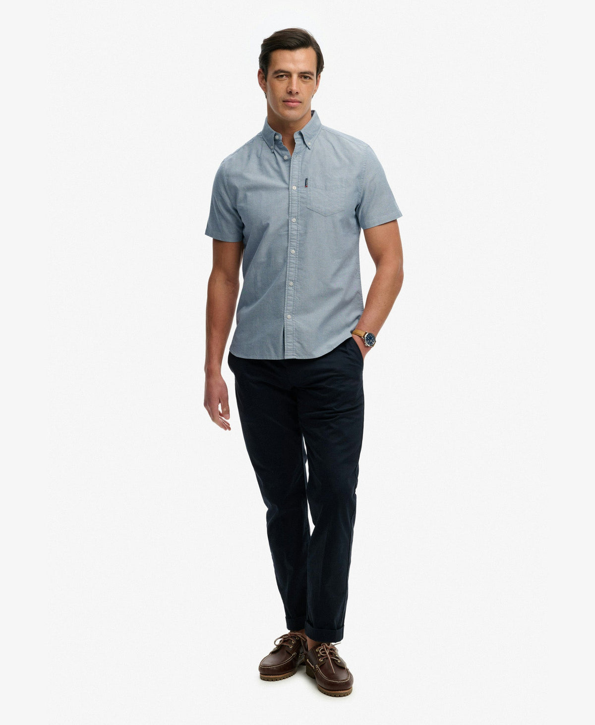 Oxford Short Sleeve Shirt | Deep Blue Chambray