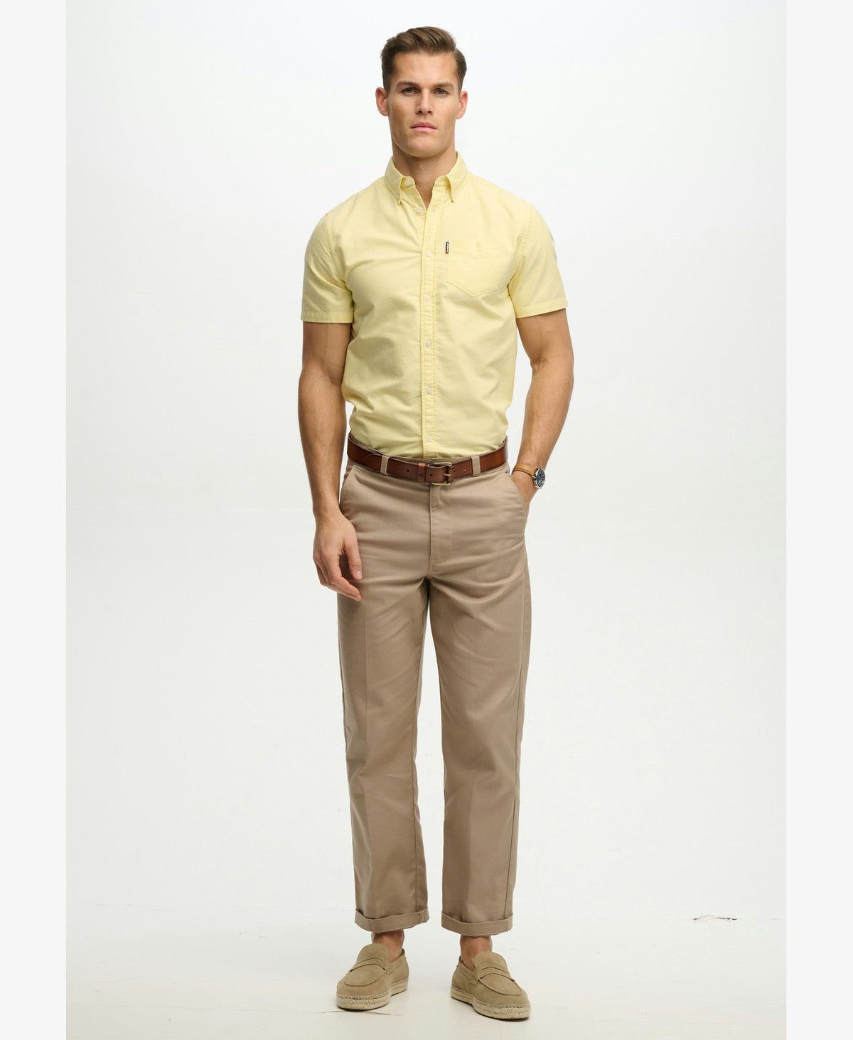 Oxford Short Sleeve Shirt | Lemon Chambray