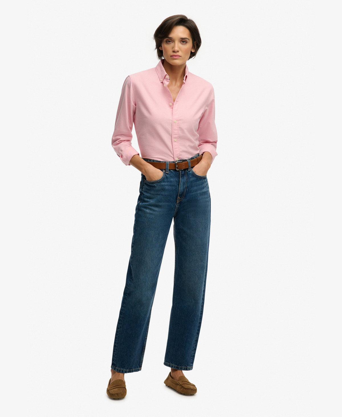 Slim Oxford Long Sleeve Shirt | City Pink Chambray Oxford