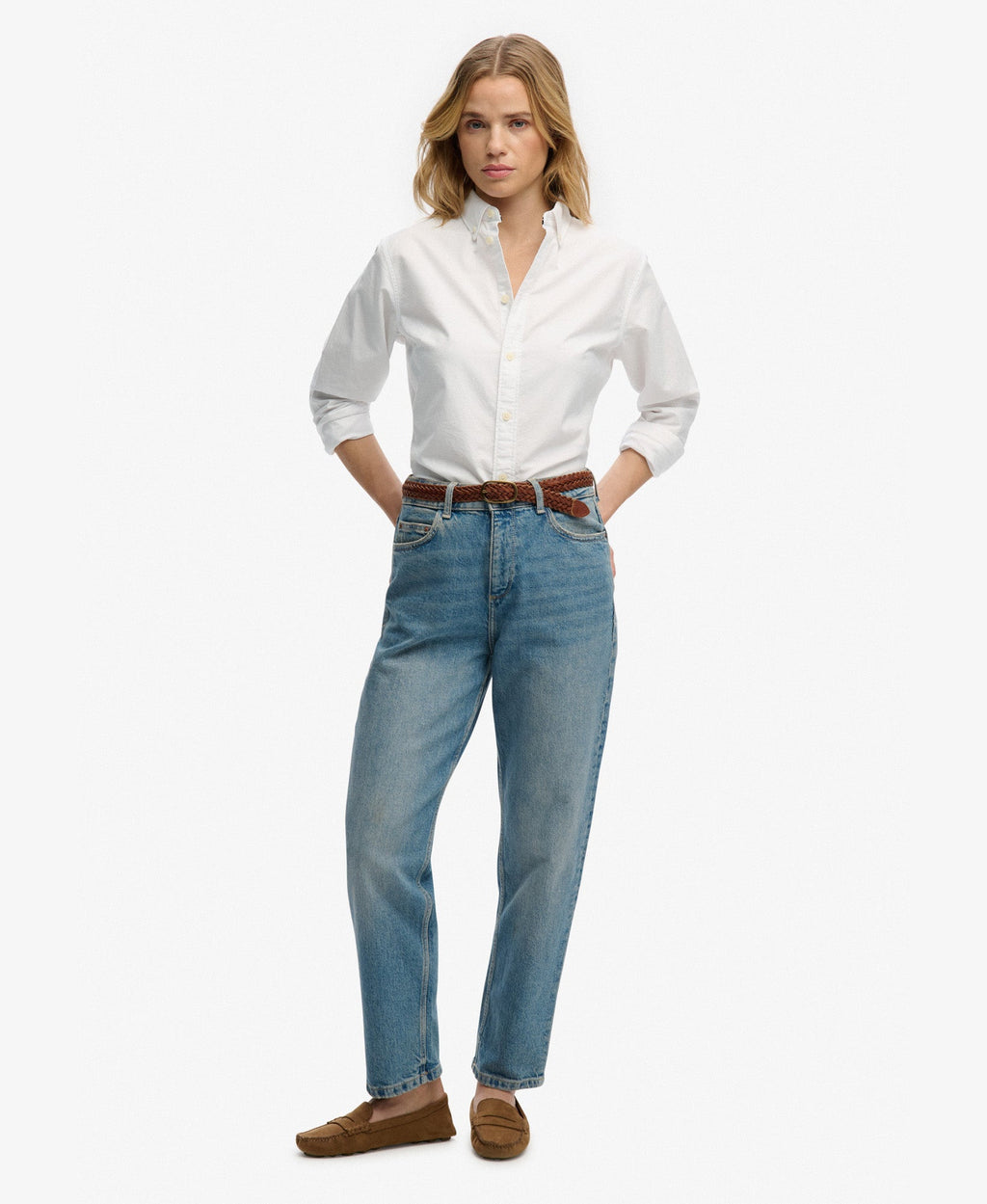 Slim Oxford Long Sleeve Shirt | Optic White Oxford