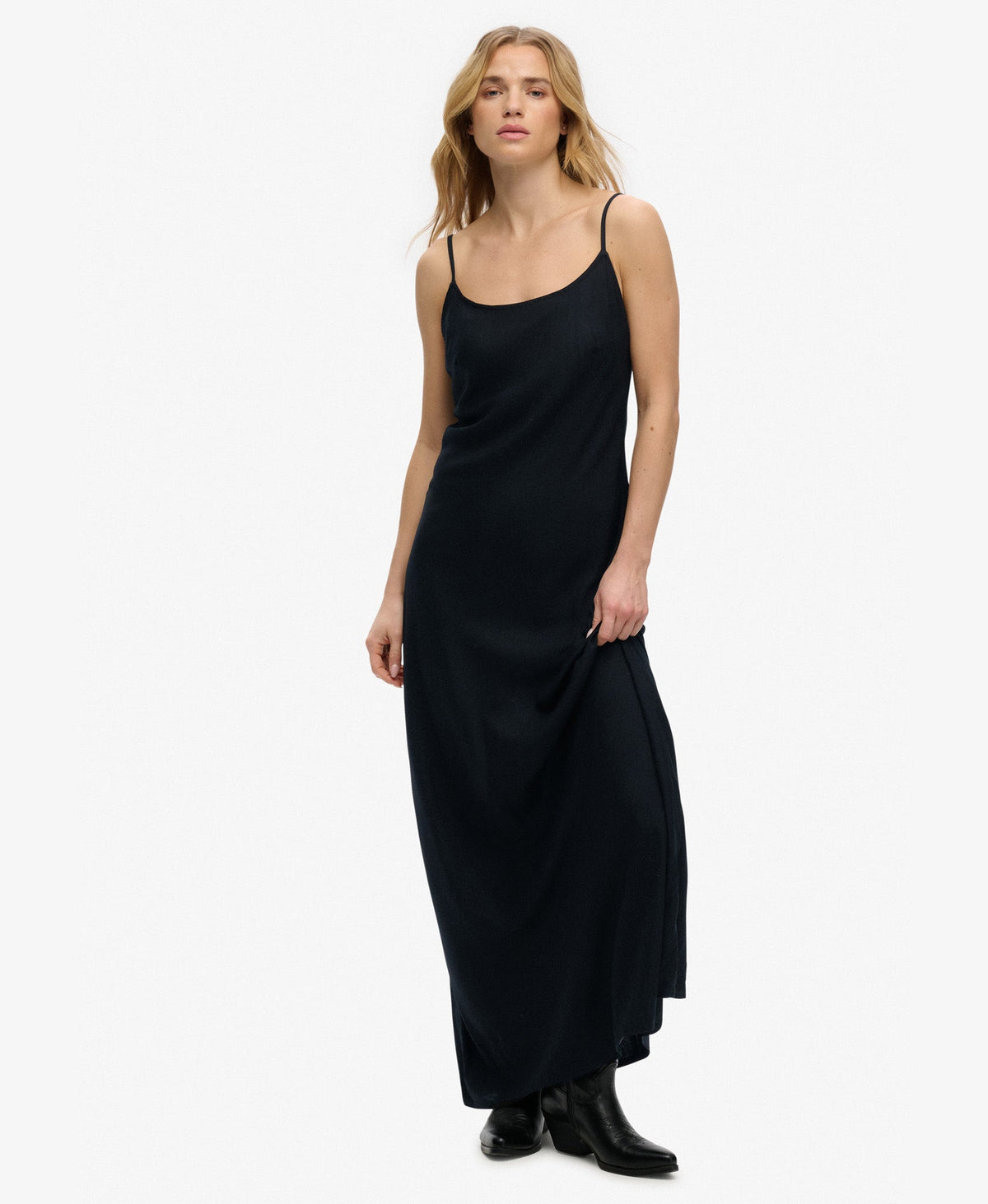 Bias Slim Fit Cut Maxi Slip Dress | Black