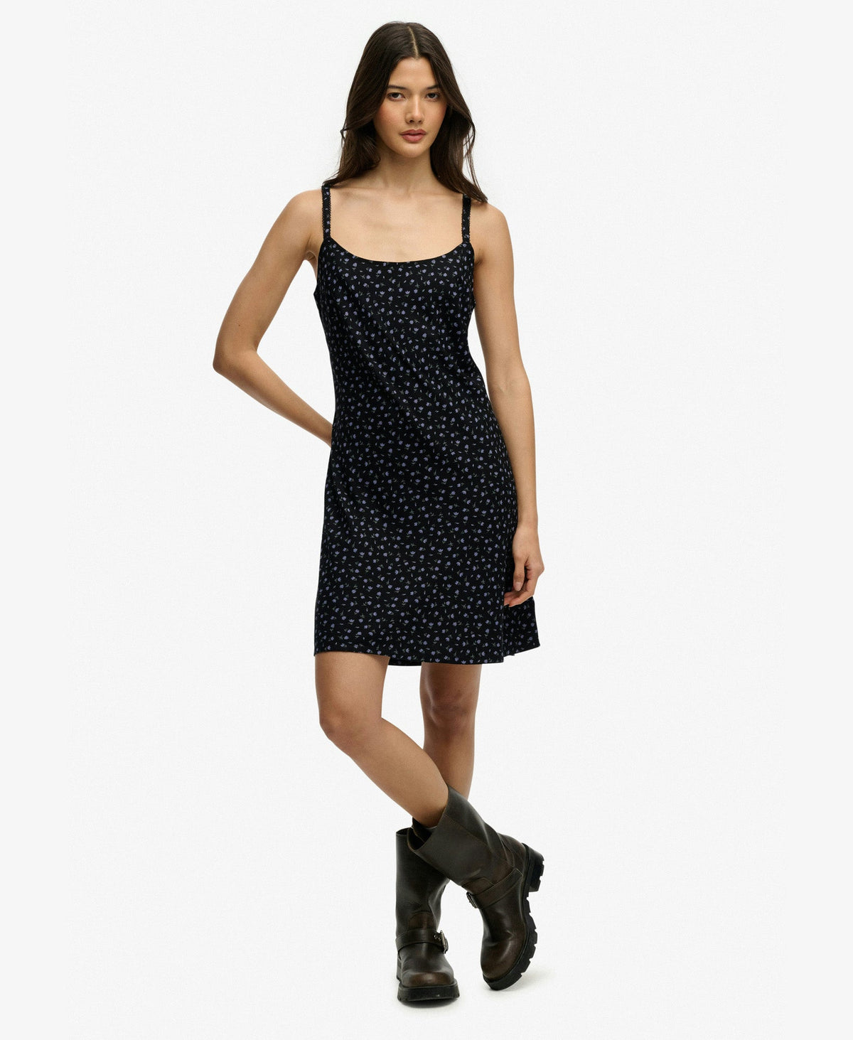 Printed Slim Fit Cami Mini Dress | Black Ditsy Floral