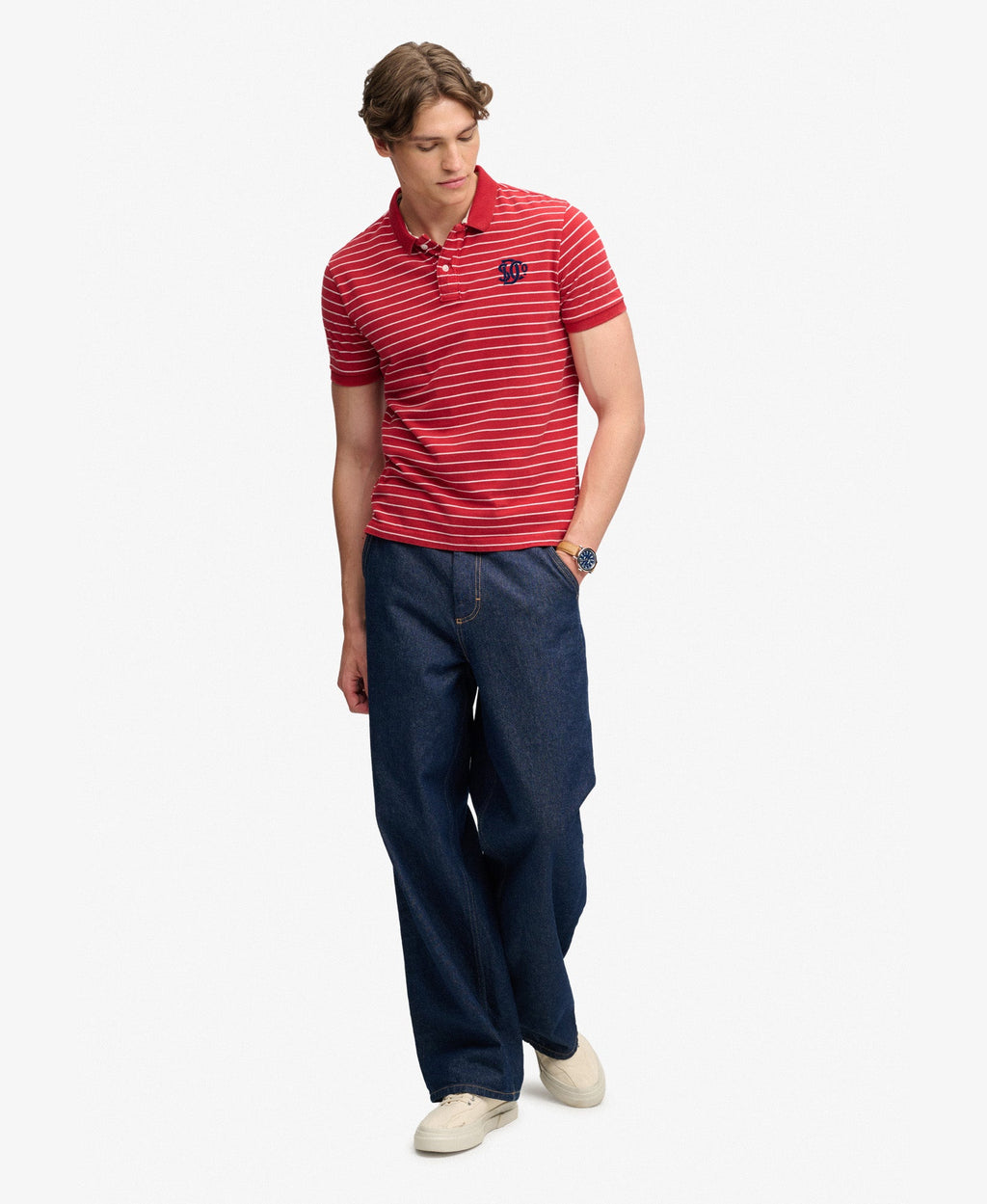 Vintage Stripe Jersey Polo | Red Stripe