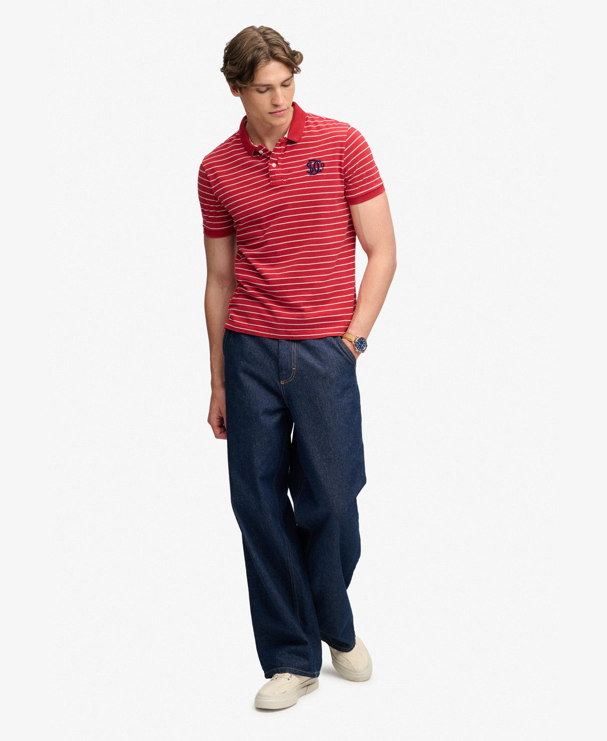 Vintage Stripe Jersey Polo | Red Stripe
