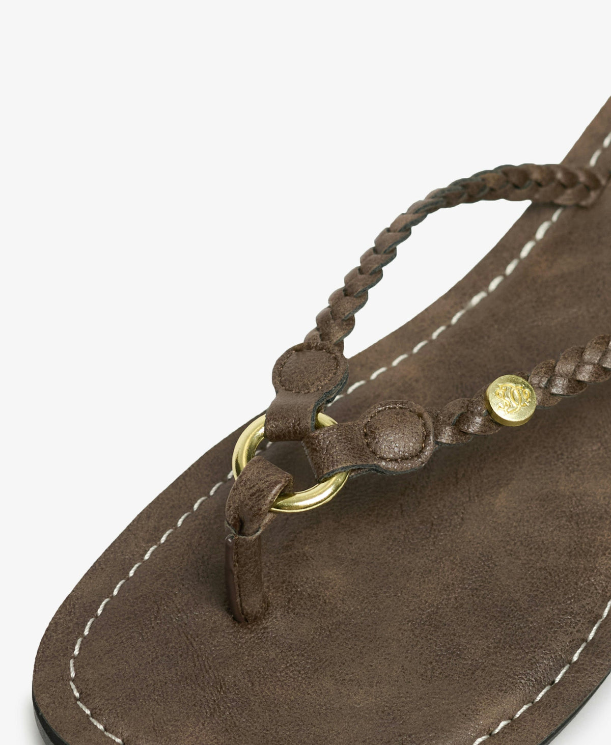 Faux Leather Braided Flip Flop | Fudge Brown