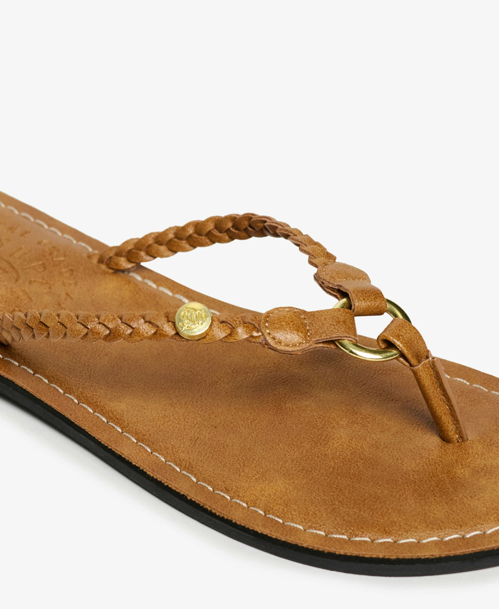 Faux Leather Braided Flip Flop | Argan Oil Brown