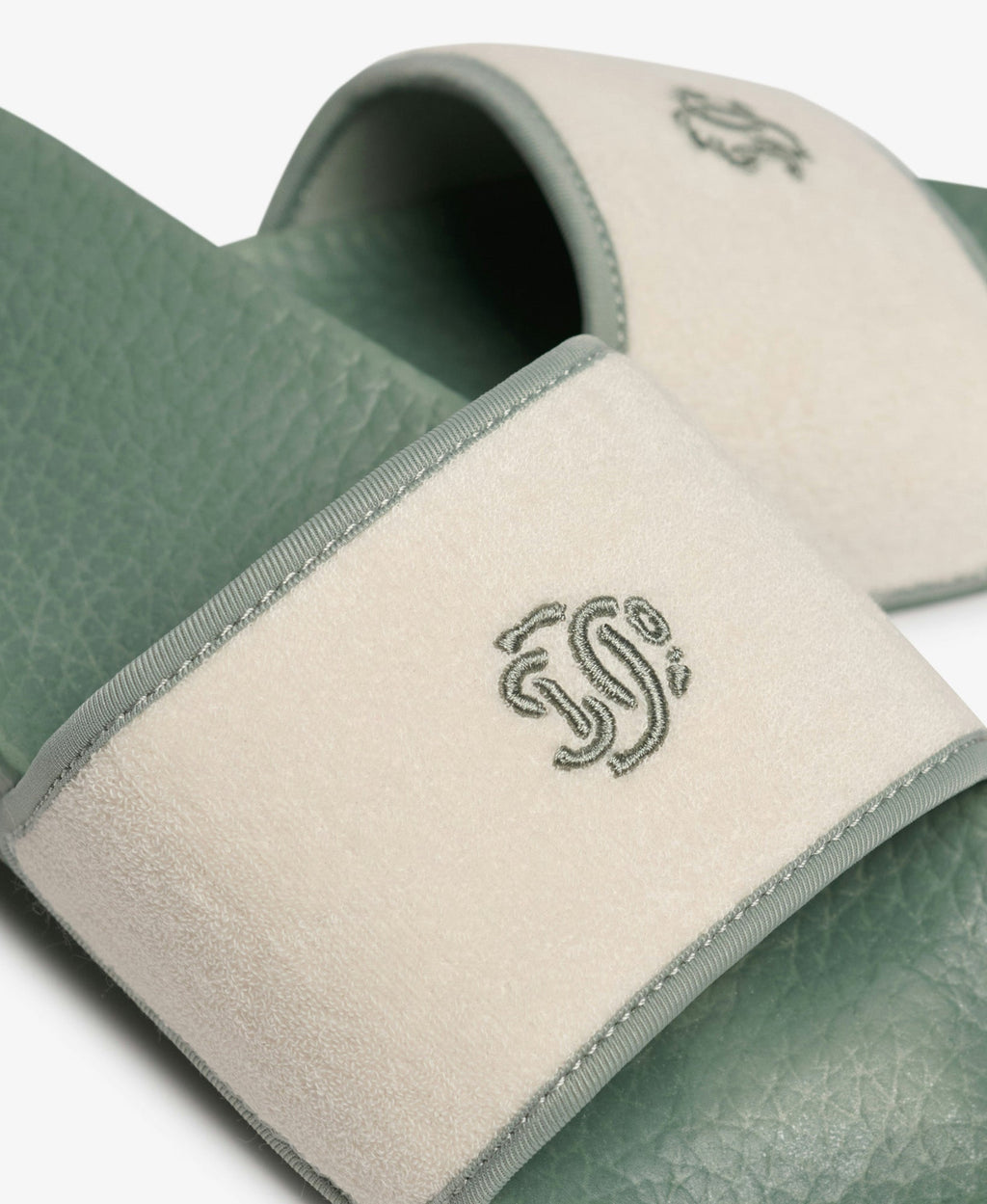 Towelling Pool Slide | Light Jade Green/Off White