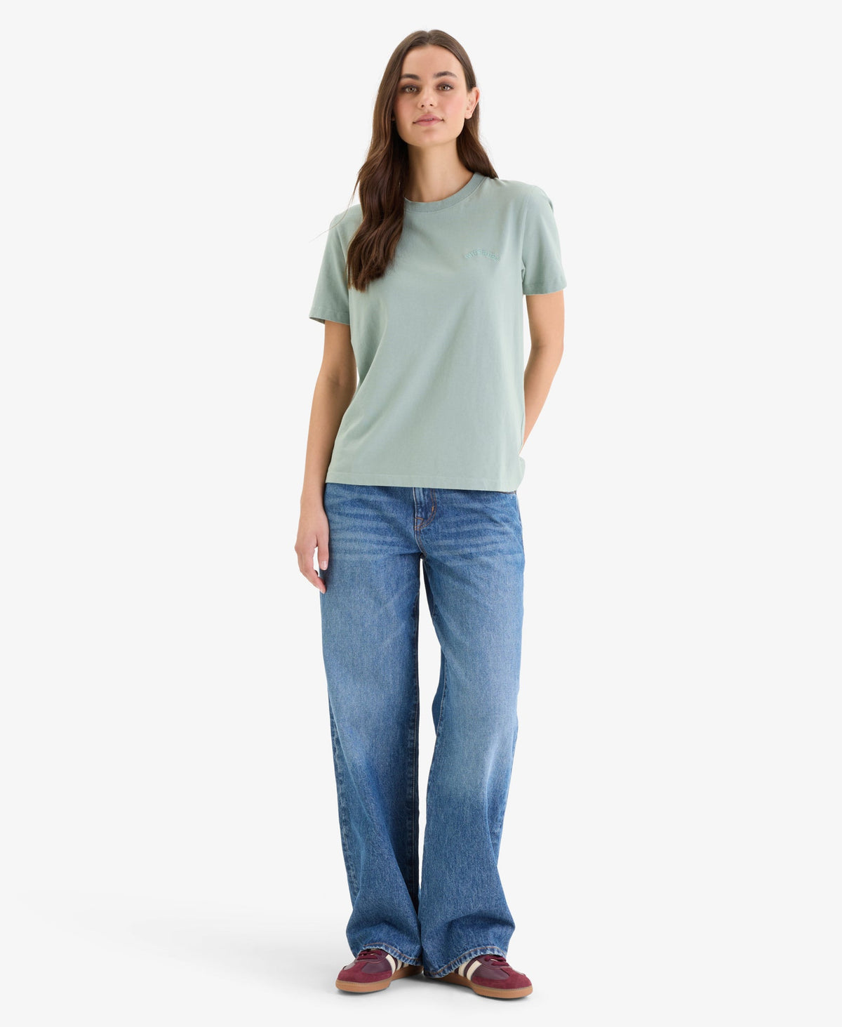 Essential Logo Embroidered Tee | Light Jade Green