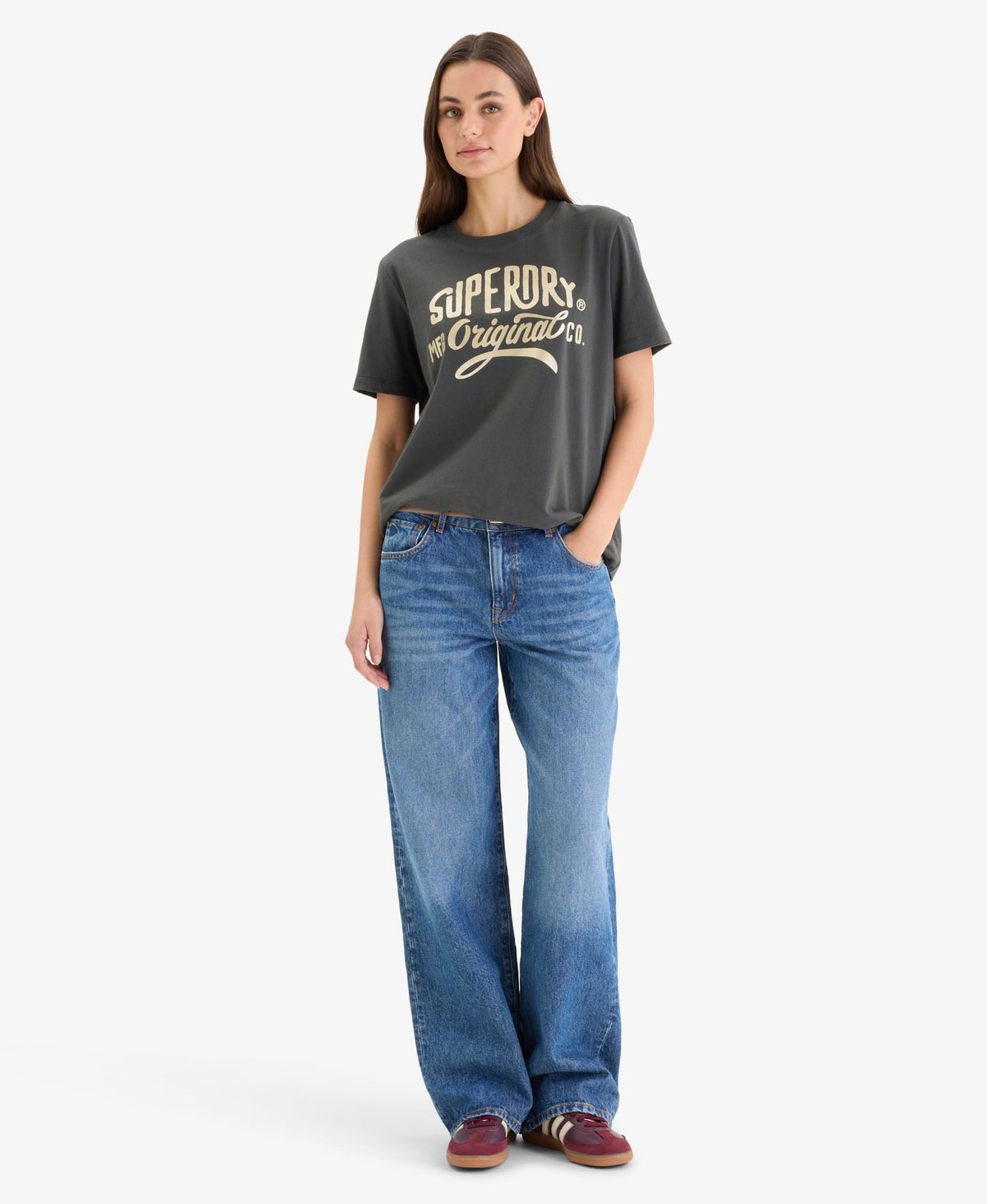 Luxe Metallic Logo Relaxed Tee | Washed Black