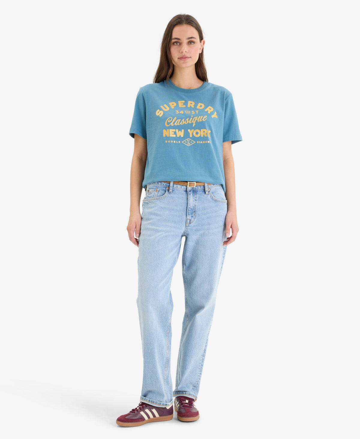 Luxe Metallic Logo Relaxed Tee | Aegean Blue