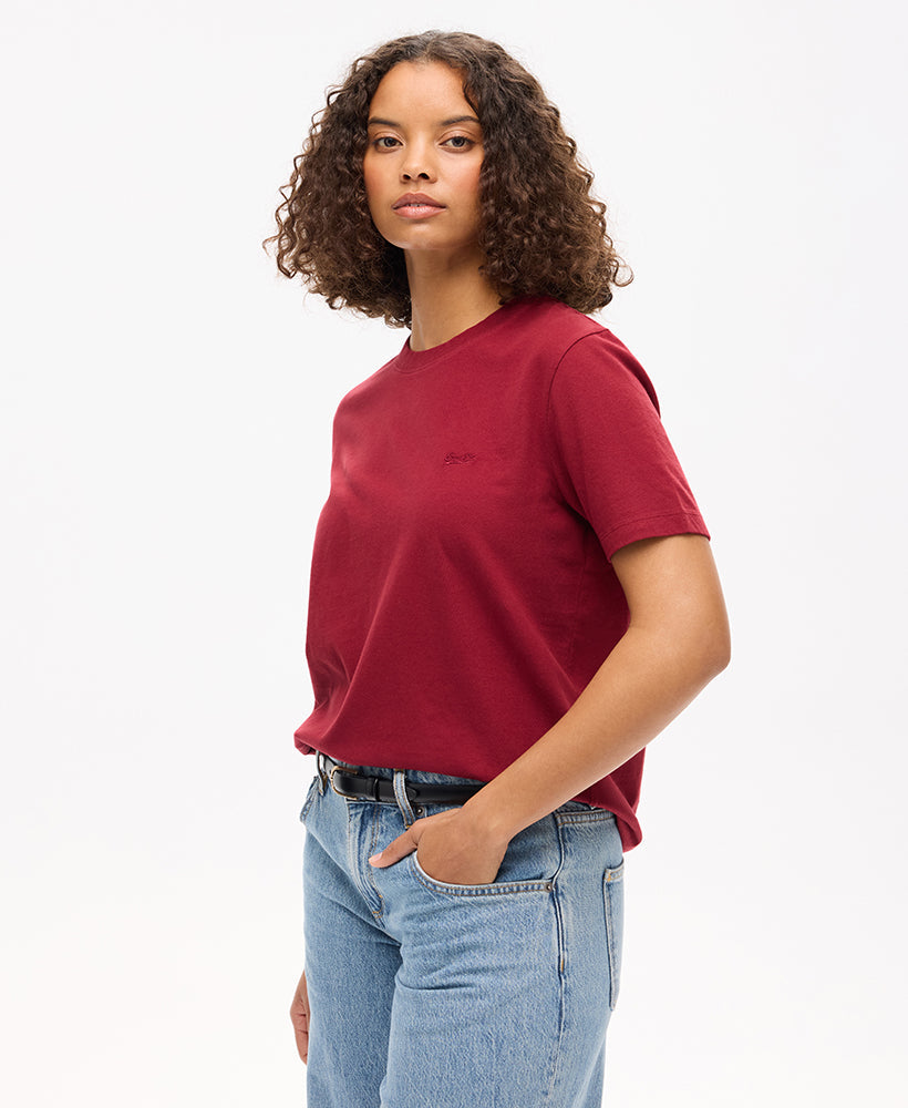 Essential Logo Embroidered Tee | Rich Burgundy