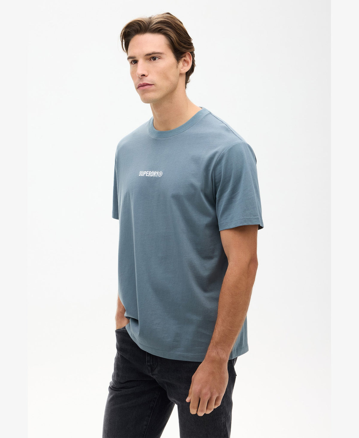 Micro Logo Tee | Stormy Weather Blue