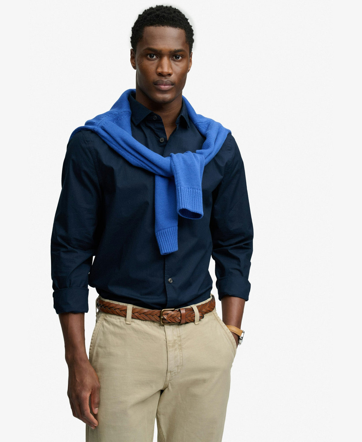 Cut Away Poplin Long Sleeve Shirt | Eclipse Navy