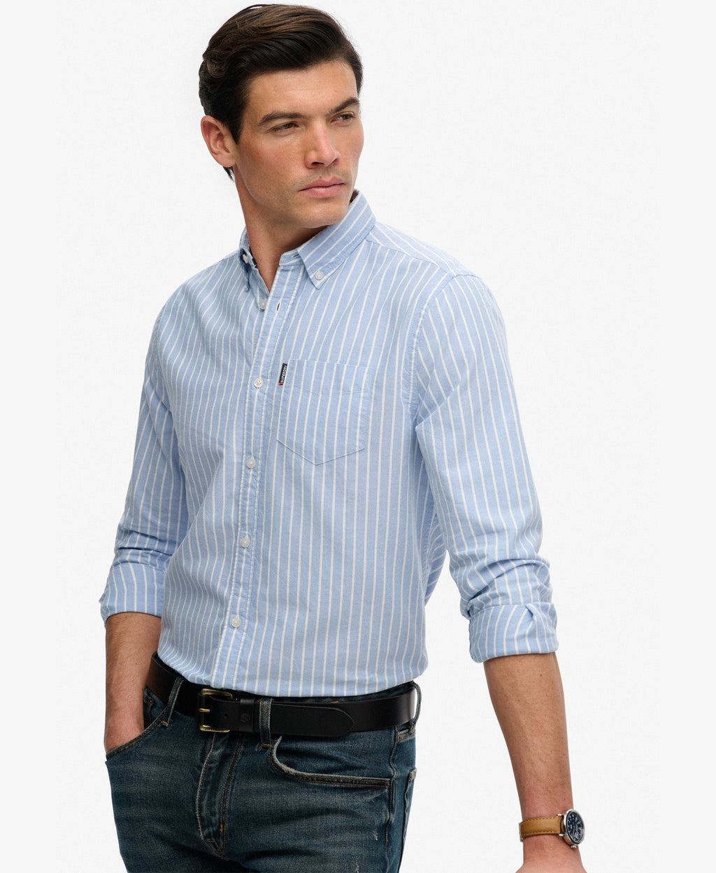 Essentials Oxford Shirt | Broker Blue Stripe
