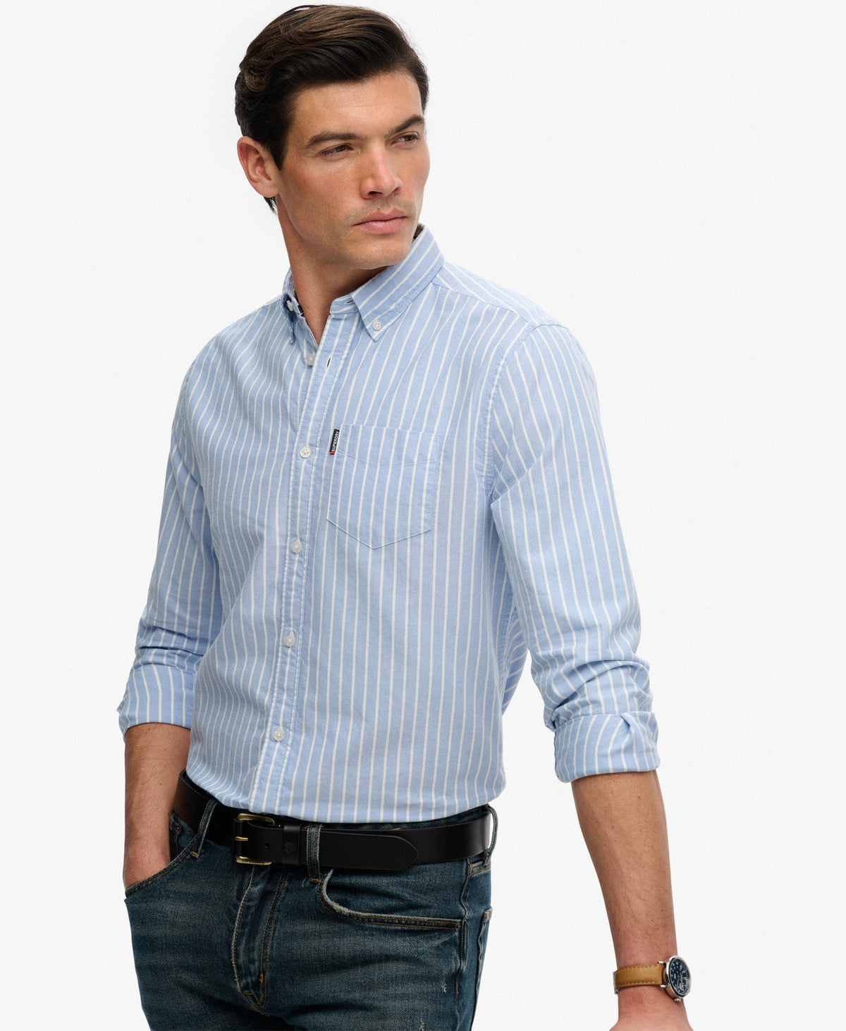 Essentials Oxford Shirt | Broker Blue Stripe