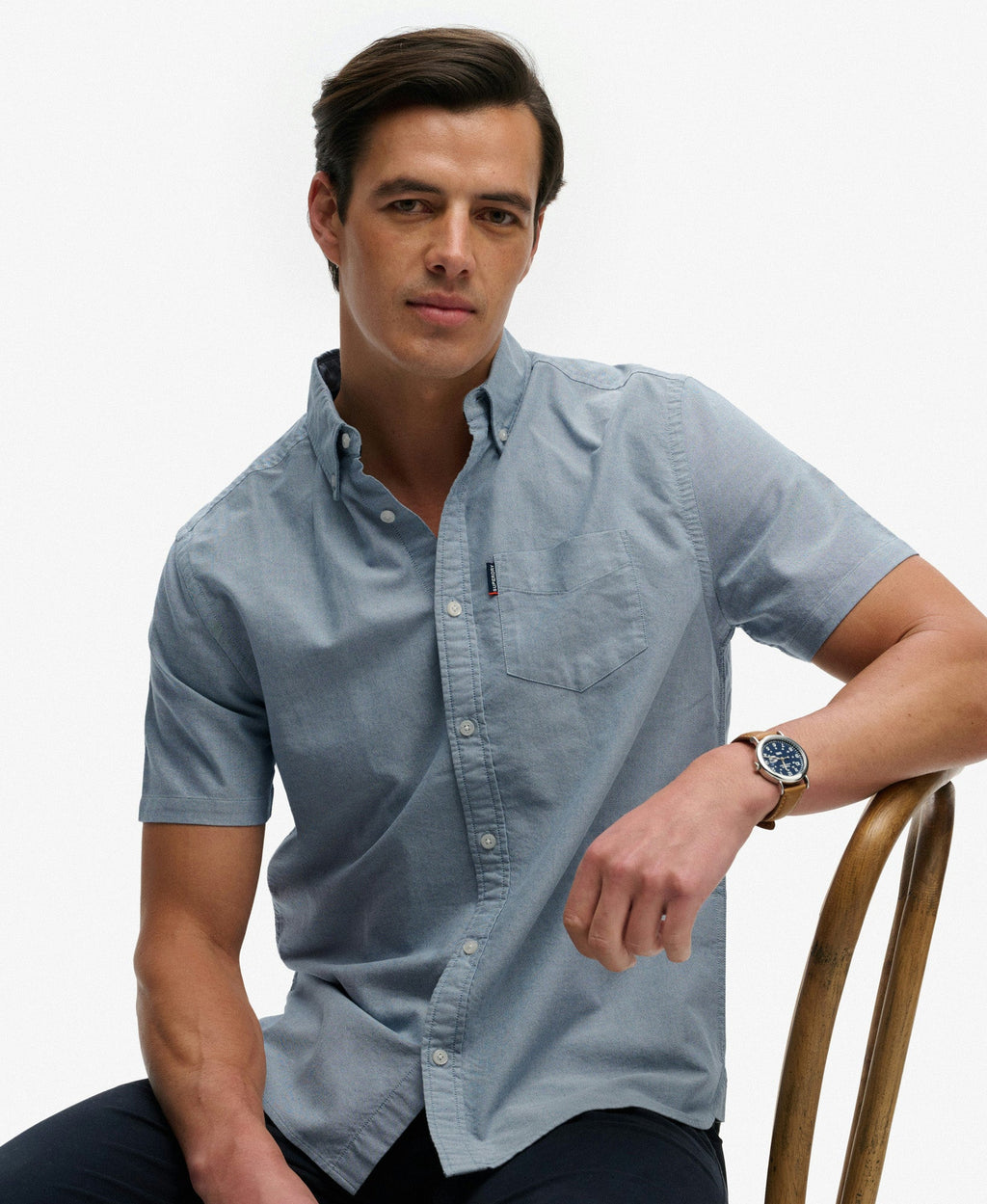 Oxford Short Sleeve Shirt | Deep Blue Chambray