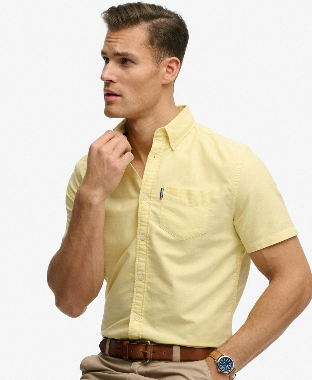 Oxford Short Sleeve Shirt | Lemon Chambray